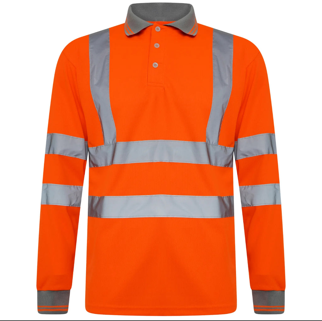 Men’s work hi vis long sleeve polo
