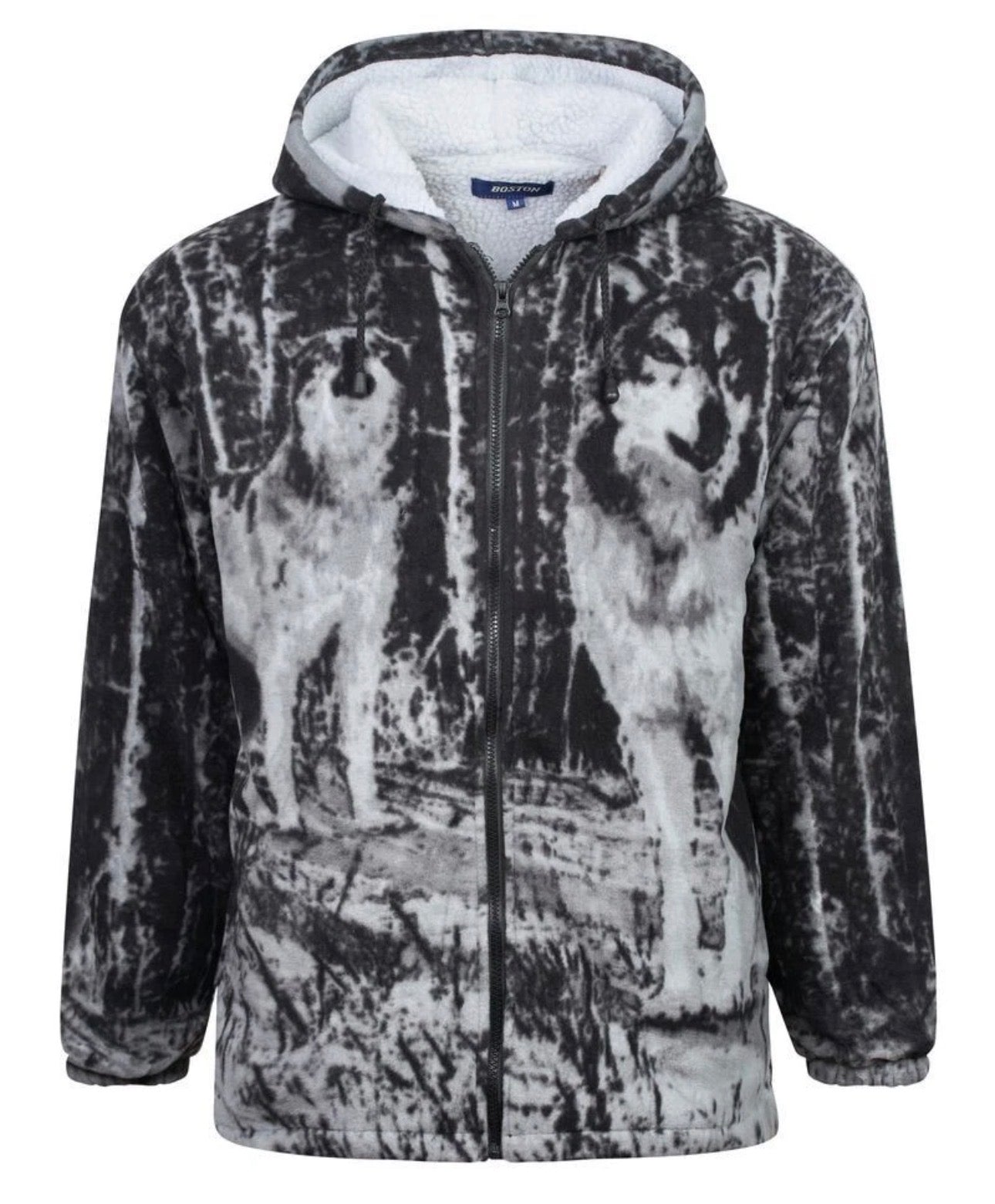 Men’s animal print fleece padded zip hoodie