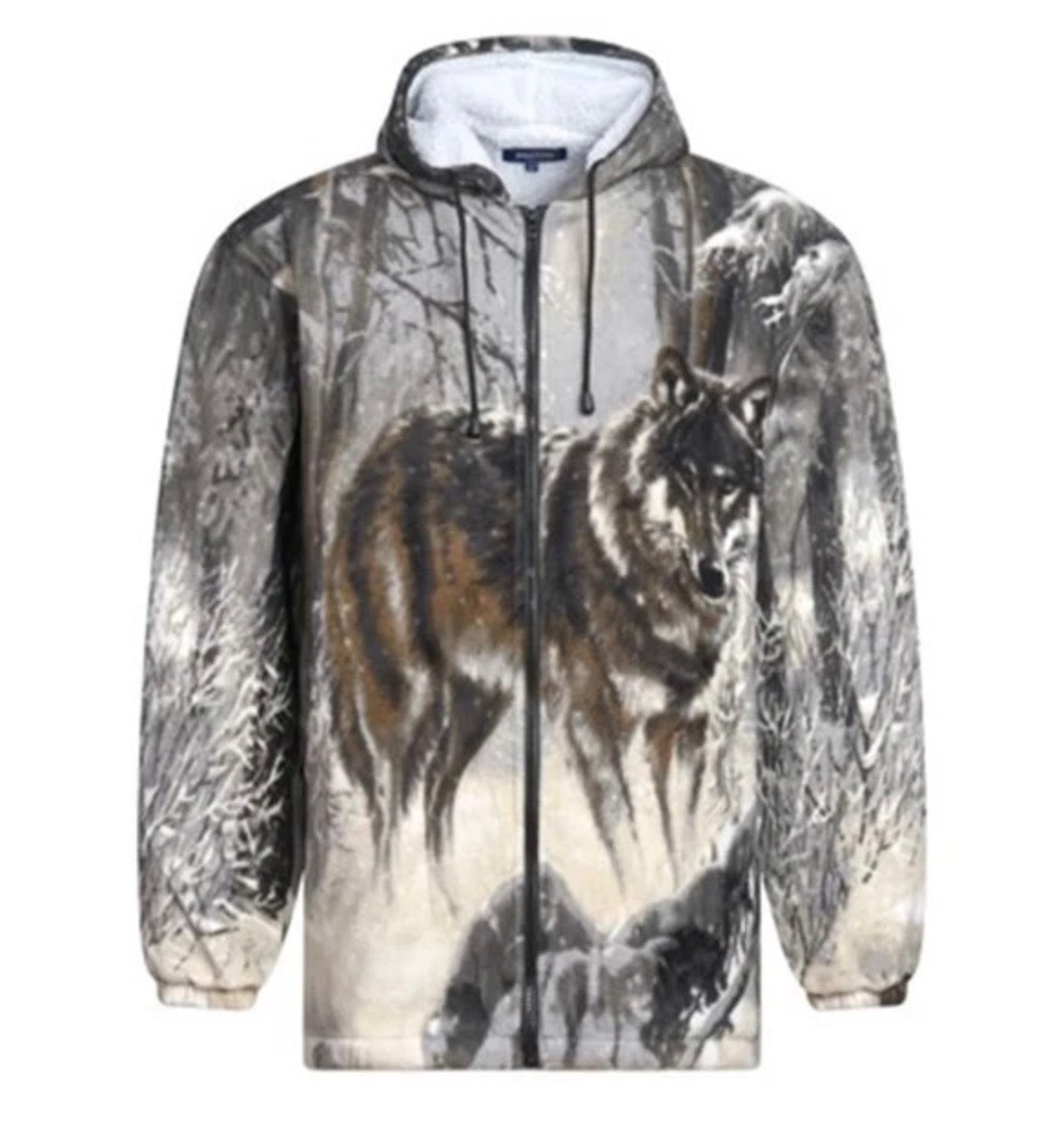Men’s animal print fleece padded zip hoodie