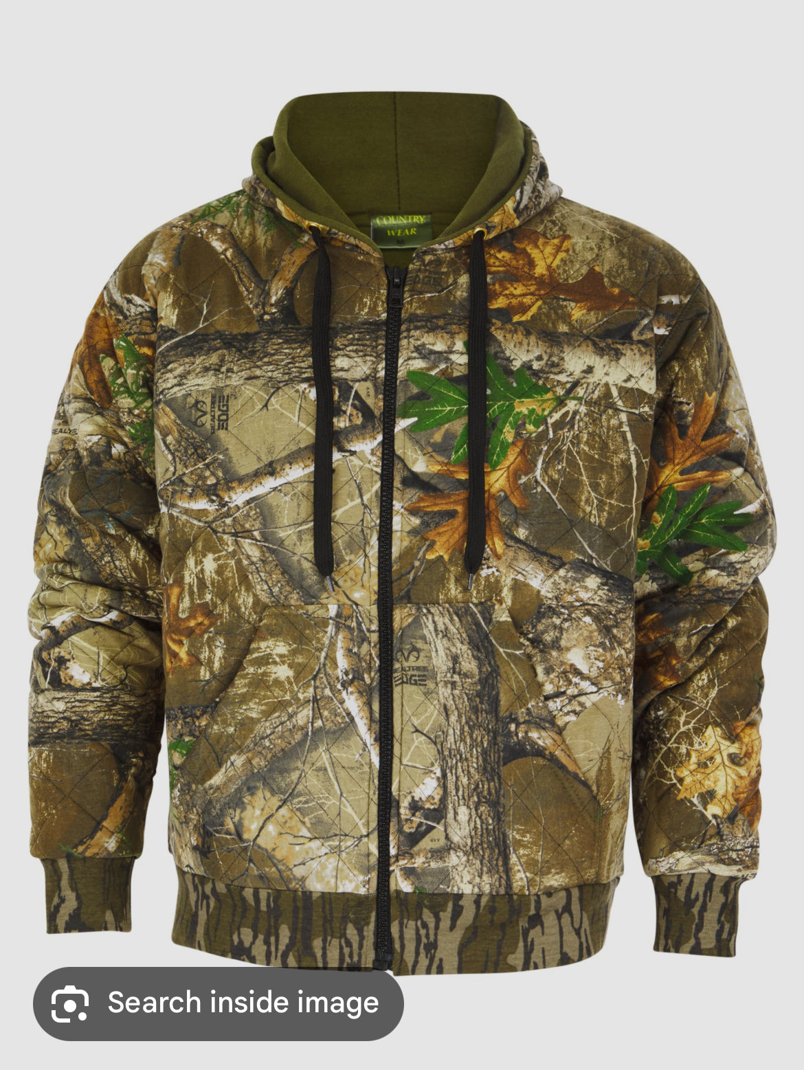 Men’s realtree jungle fishing padded zip hoodie