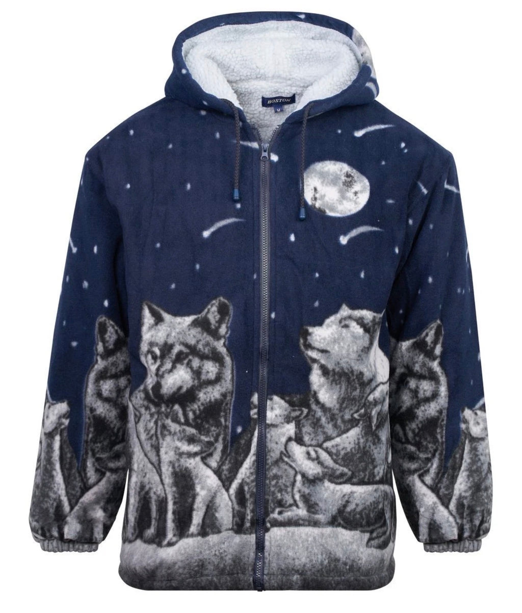 Men’s animal print fleece padded zip hoodie