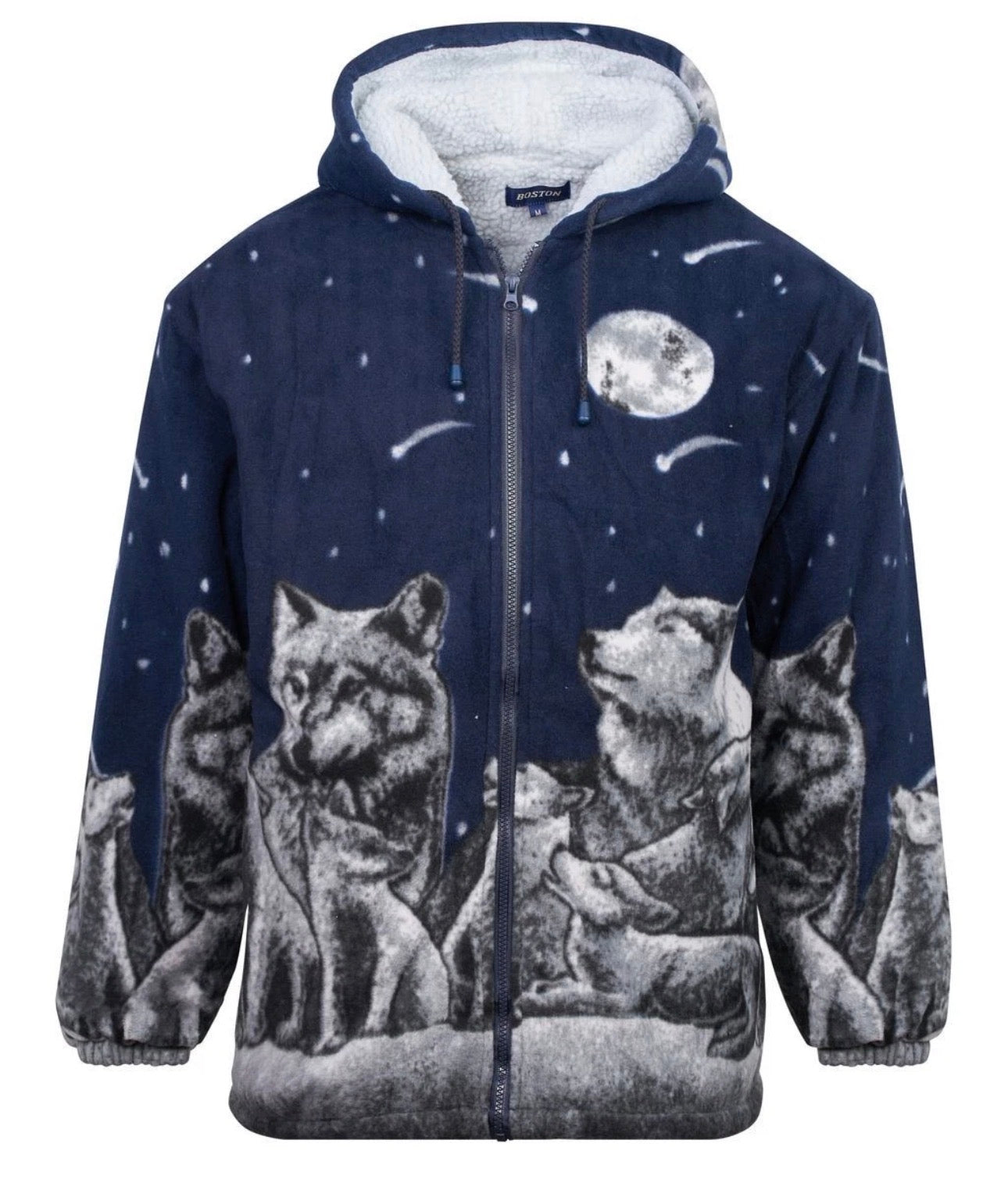 Men’s animal print fleece padded zip hoodie