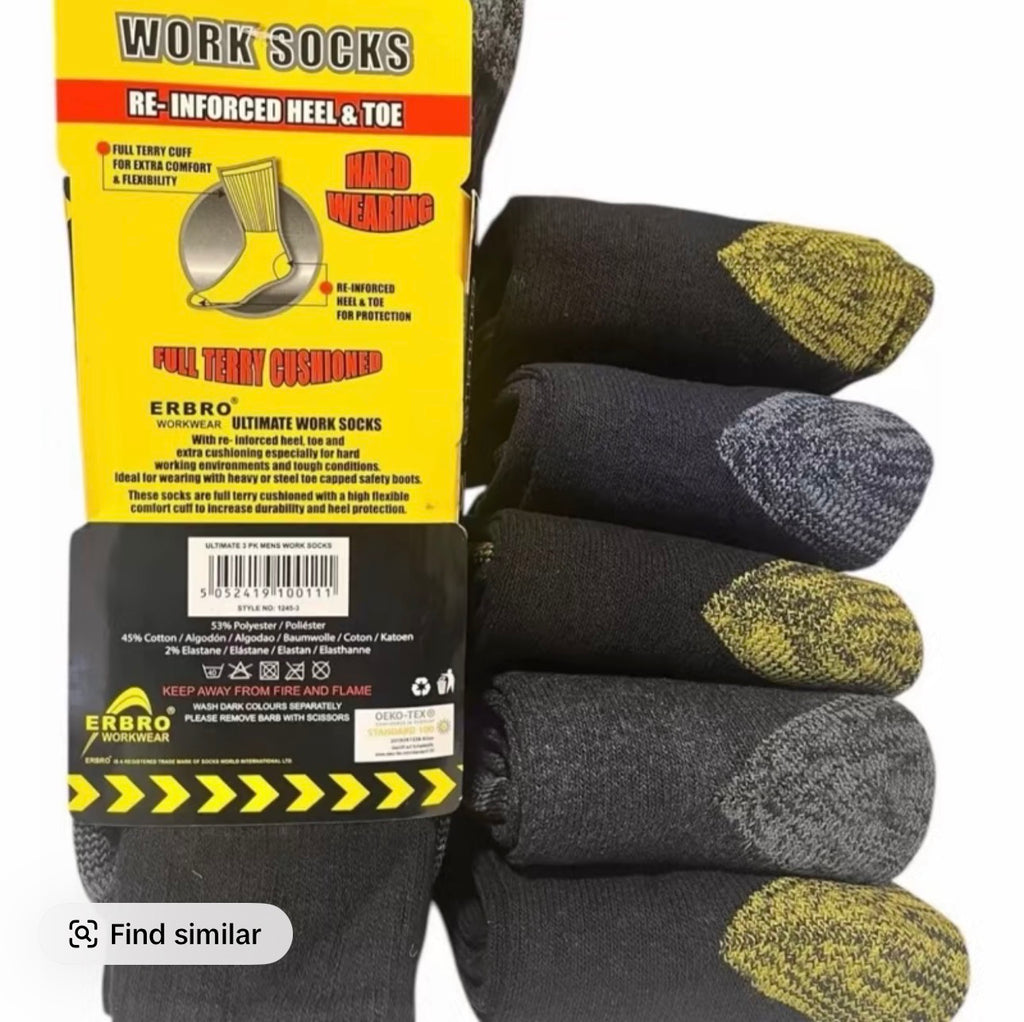Men’s work socks 12 pairs packet construction  6 to 12 uk size