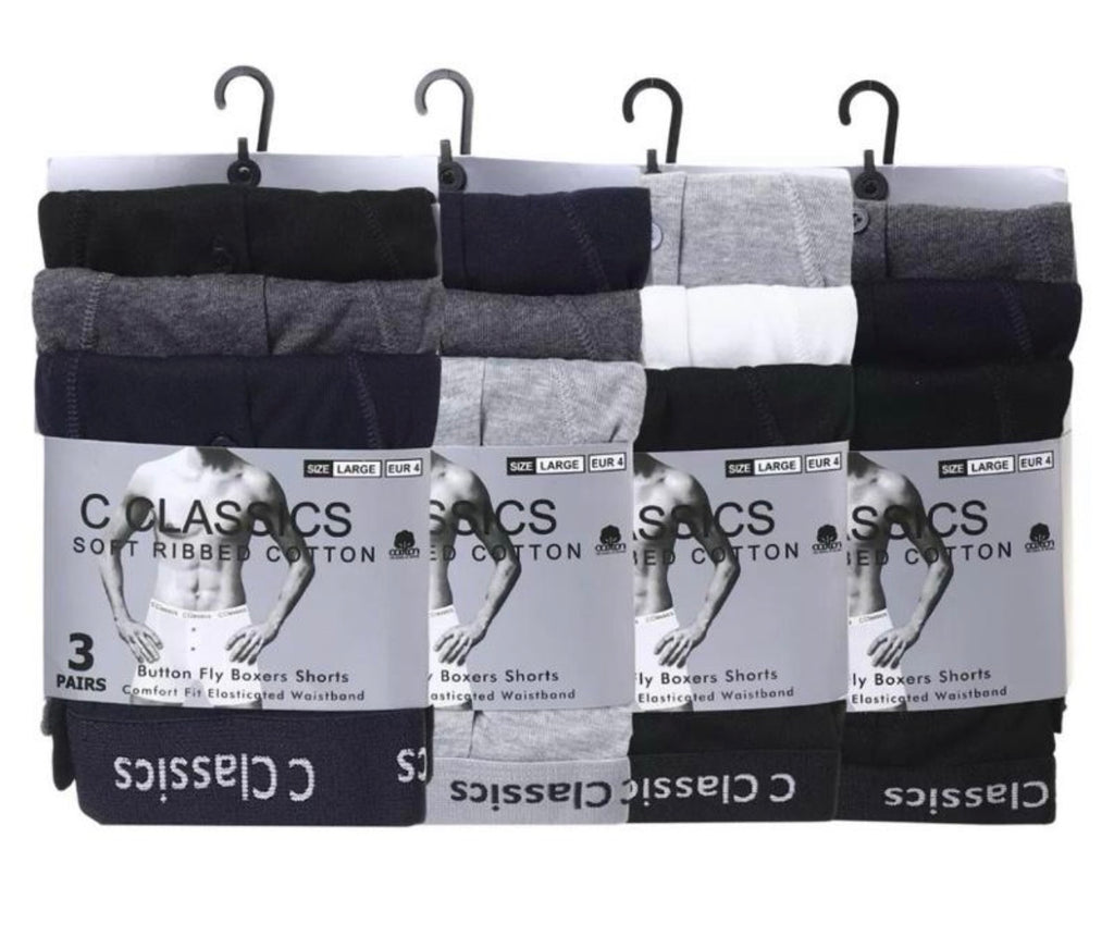 Men’s button boxers cotton 12 pairs