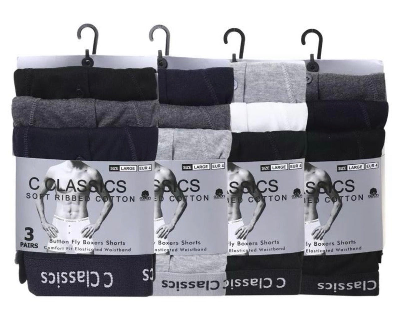 Men’s button boxers cotton 12 pairs