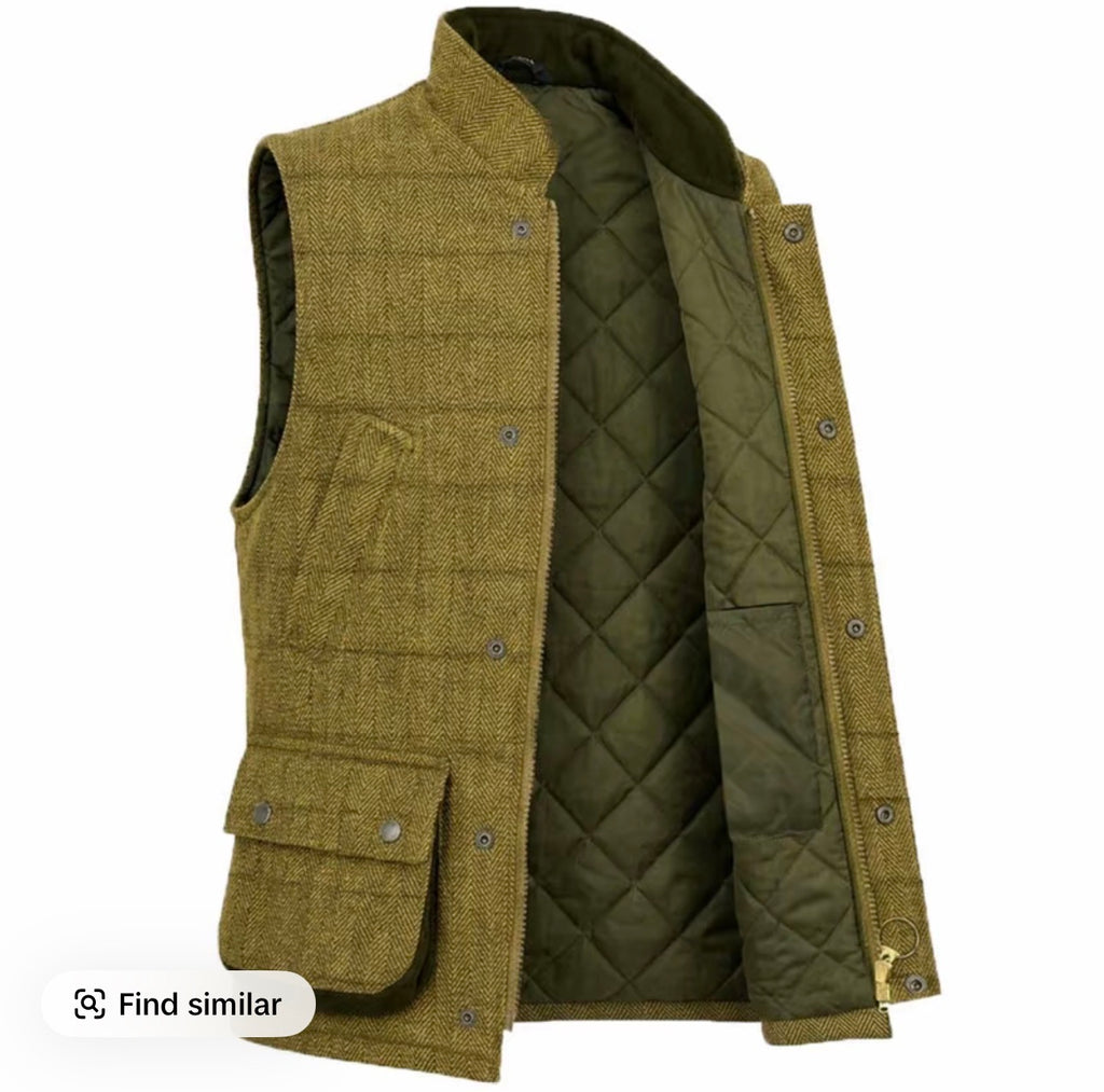 Men’s country tweed padded shooting gilet