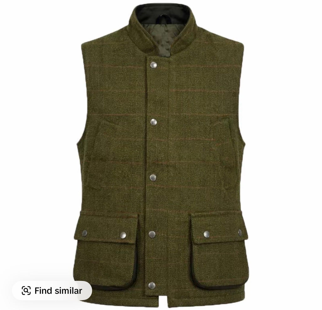 Men’s country tweed padded shooting gilet