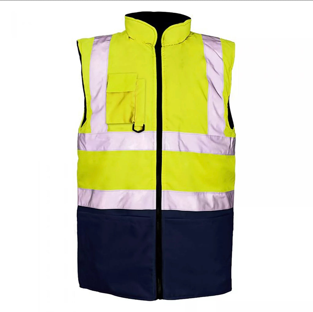 Mens hi vis work reversible bodywarmer