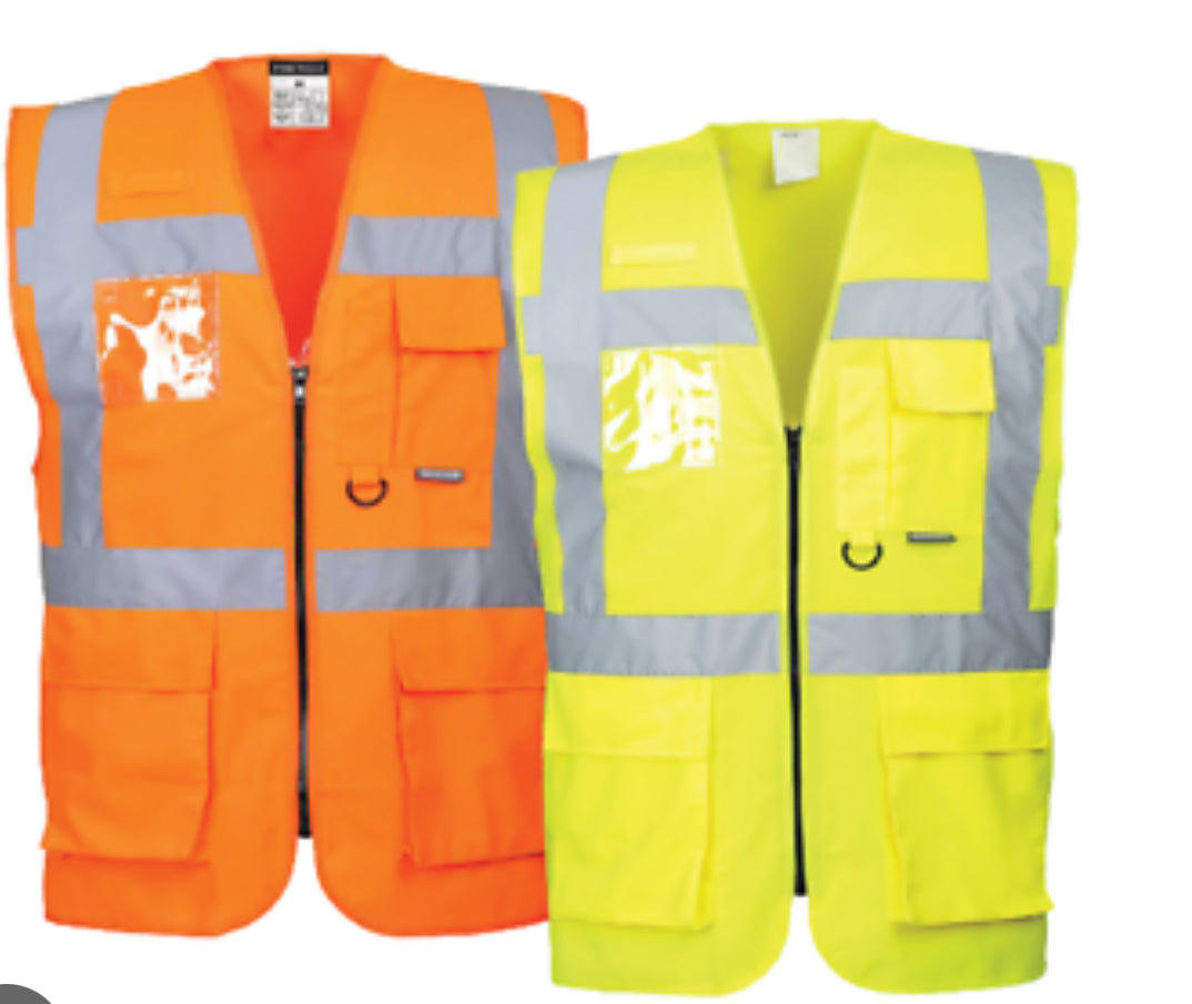Mens work Hi vis  zip vest