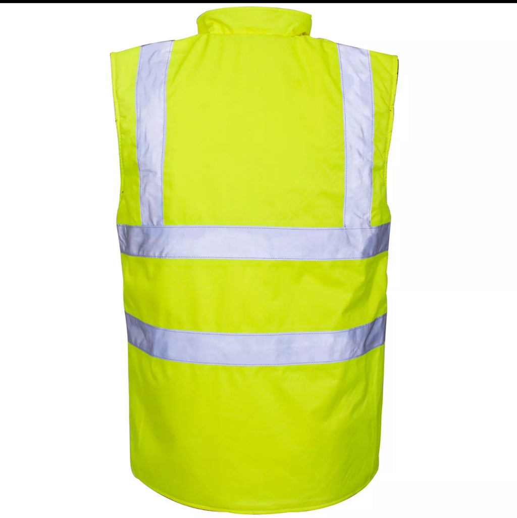 Mens hi vis work reversible bodywarmer