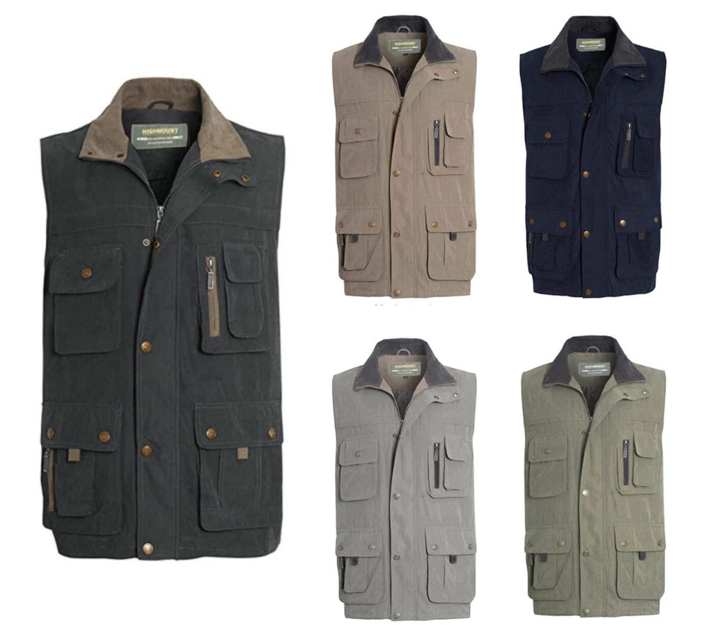 Men’s hunting outdoor highmount moleskin multi pocket bodywarmer vest