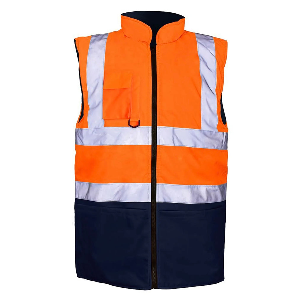 Mens hi vis work reversible bodywarmer