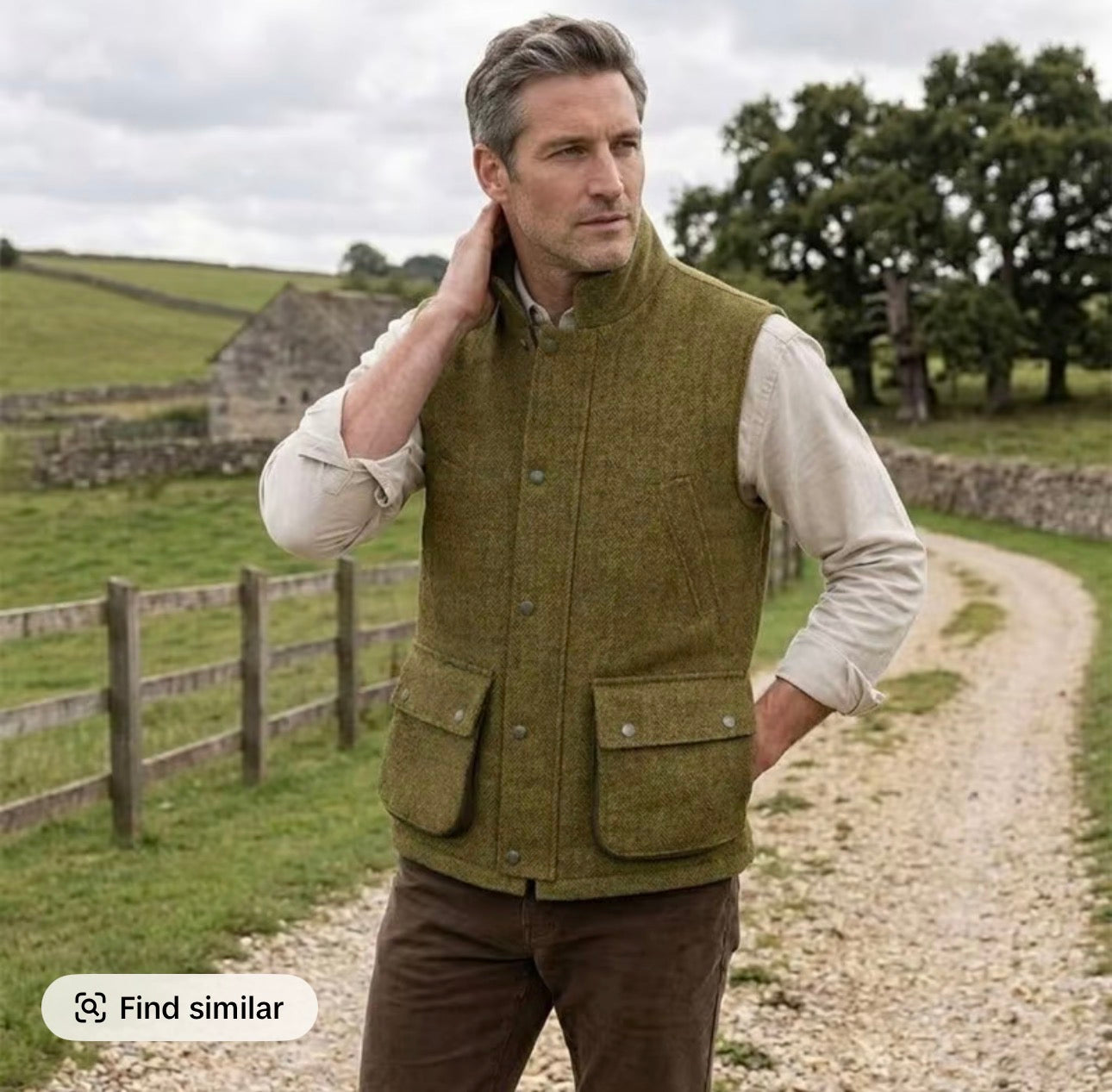 Men’s country tweed padded shooting gilet