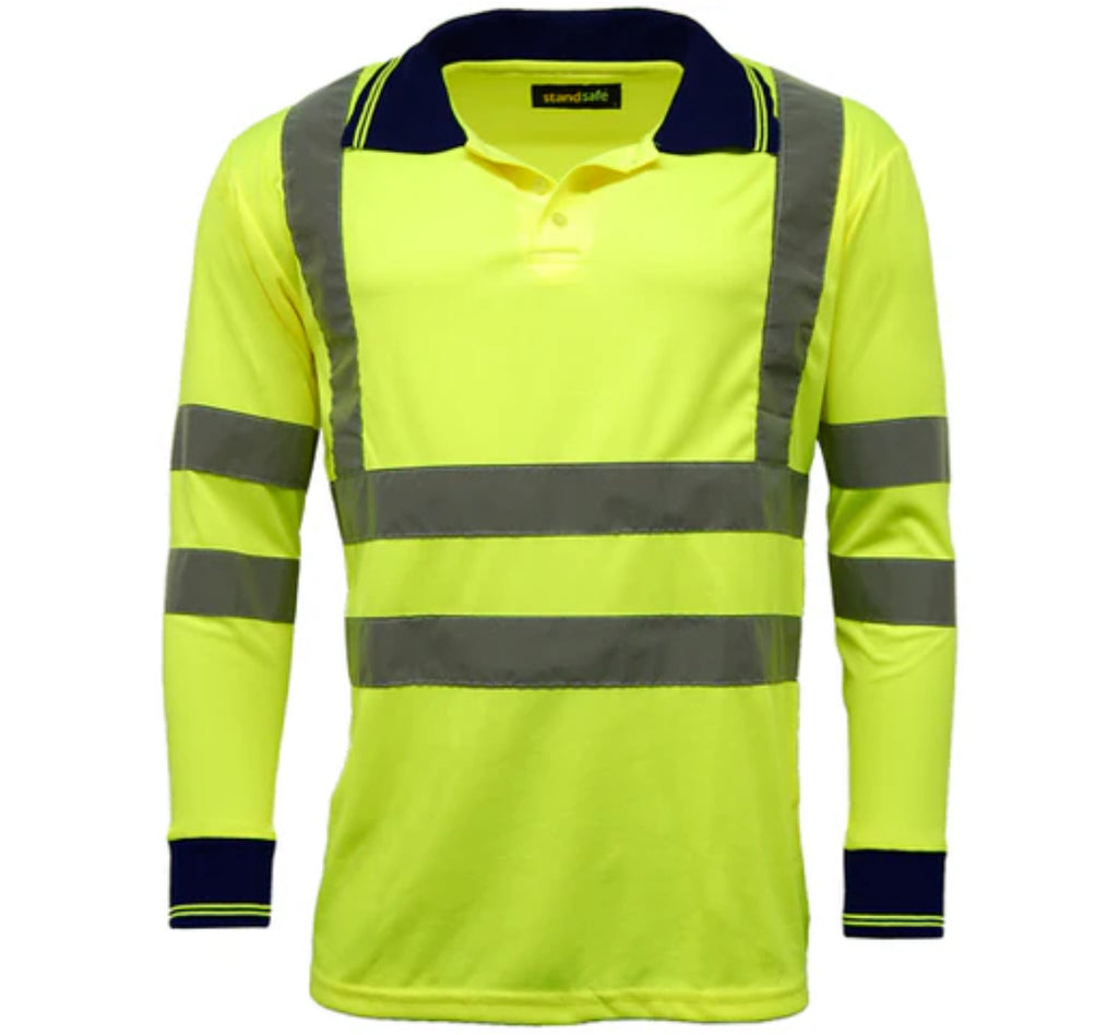Men’s work hi vis long sleeve polo