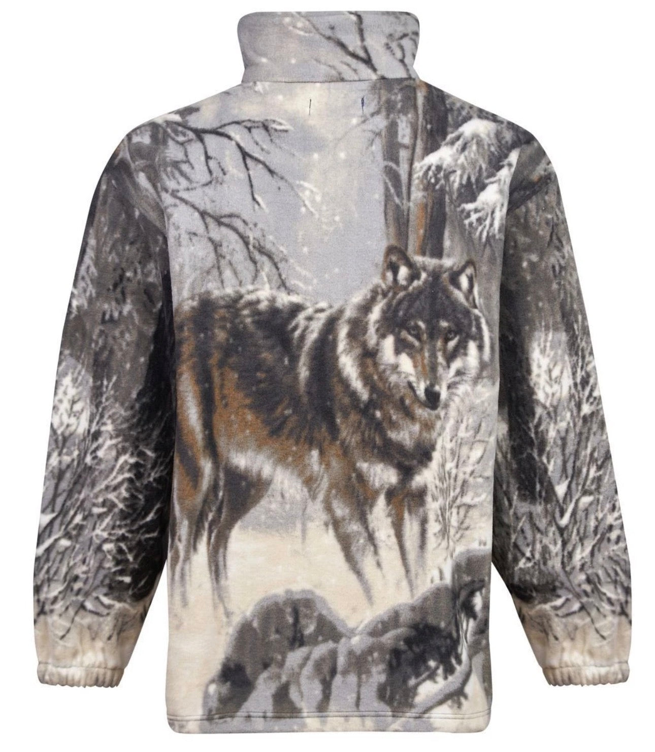 Unisex animal print collar fleece zip jacket fully padded
