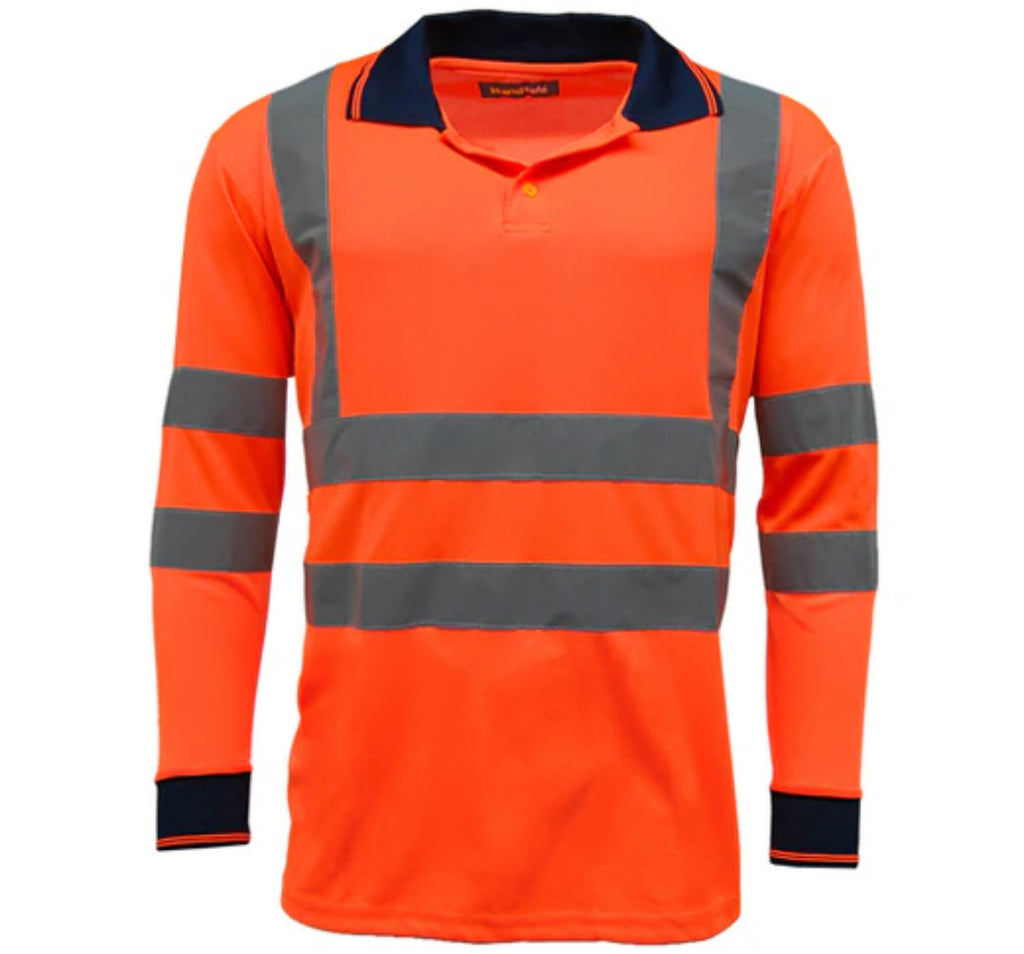 Men’s work hi vis long sleeve polo
