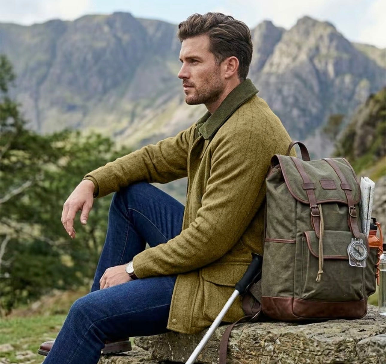 Men’s country shooting tweed jacket fully padded waterproof