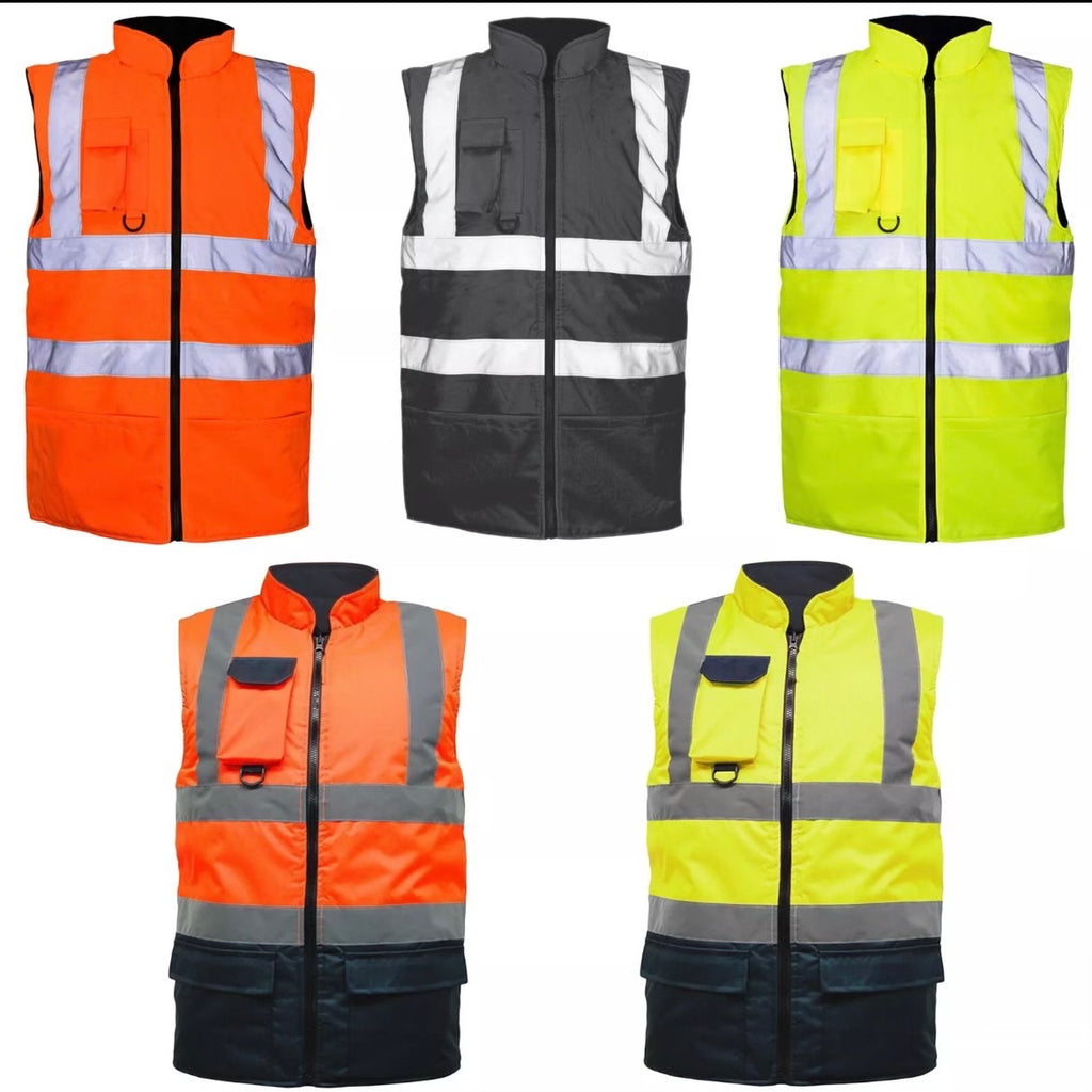 Mens hi vis work reversible bodywarmer