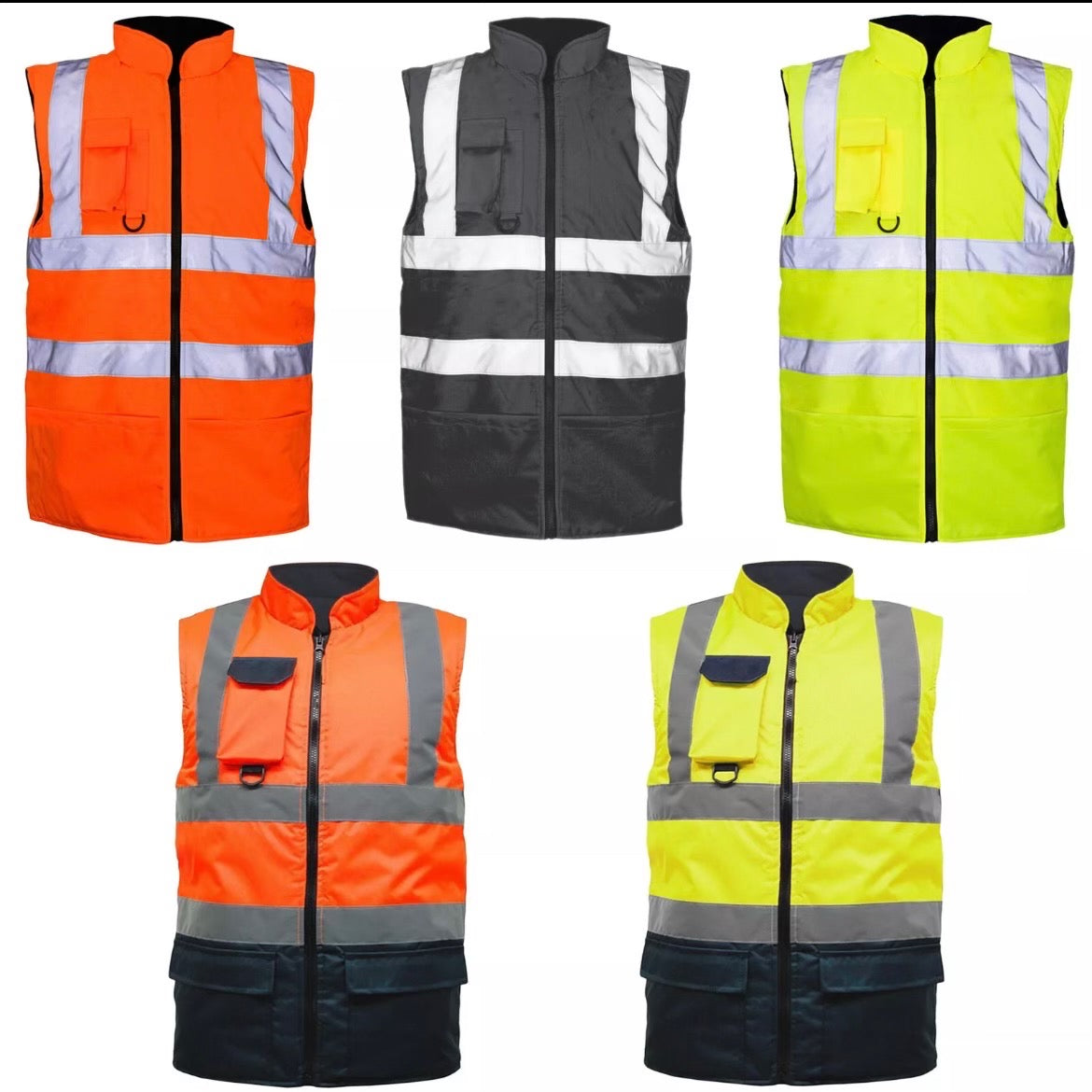 Mens hi vis work reversible bodywarmer