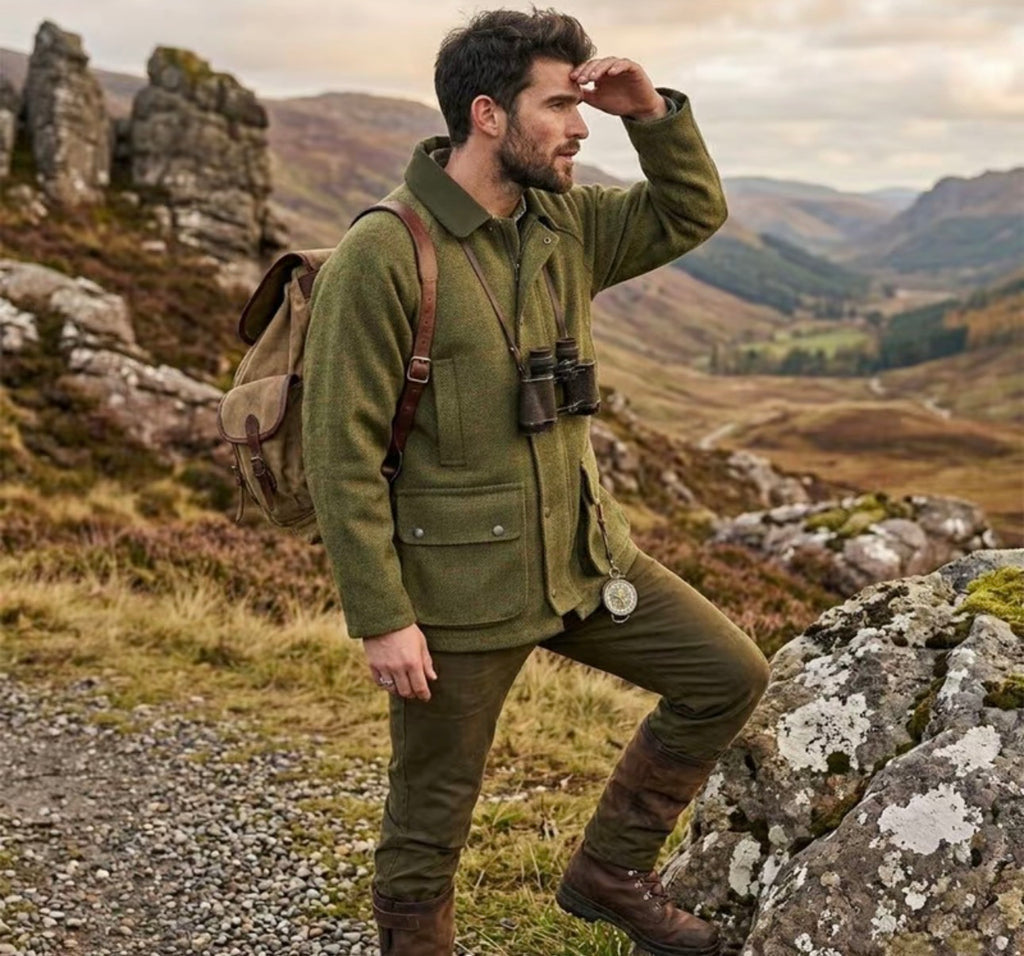 Men’s country shooting tweed jacket fully padded waterproof