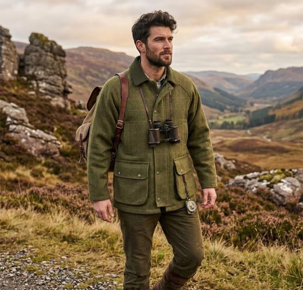 Men’s country shooting tweed jacket fully padded waterproof