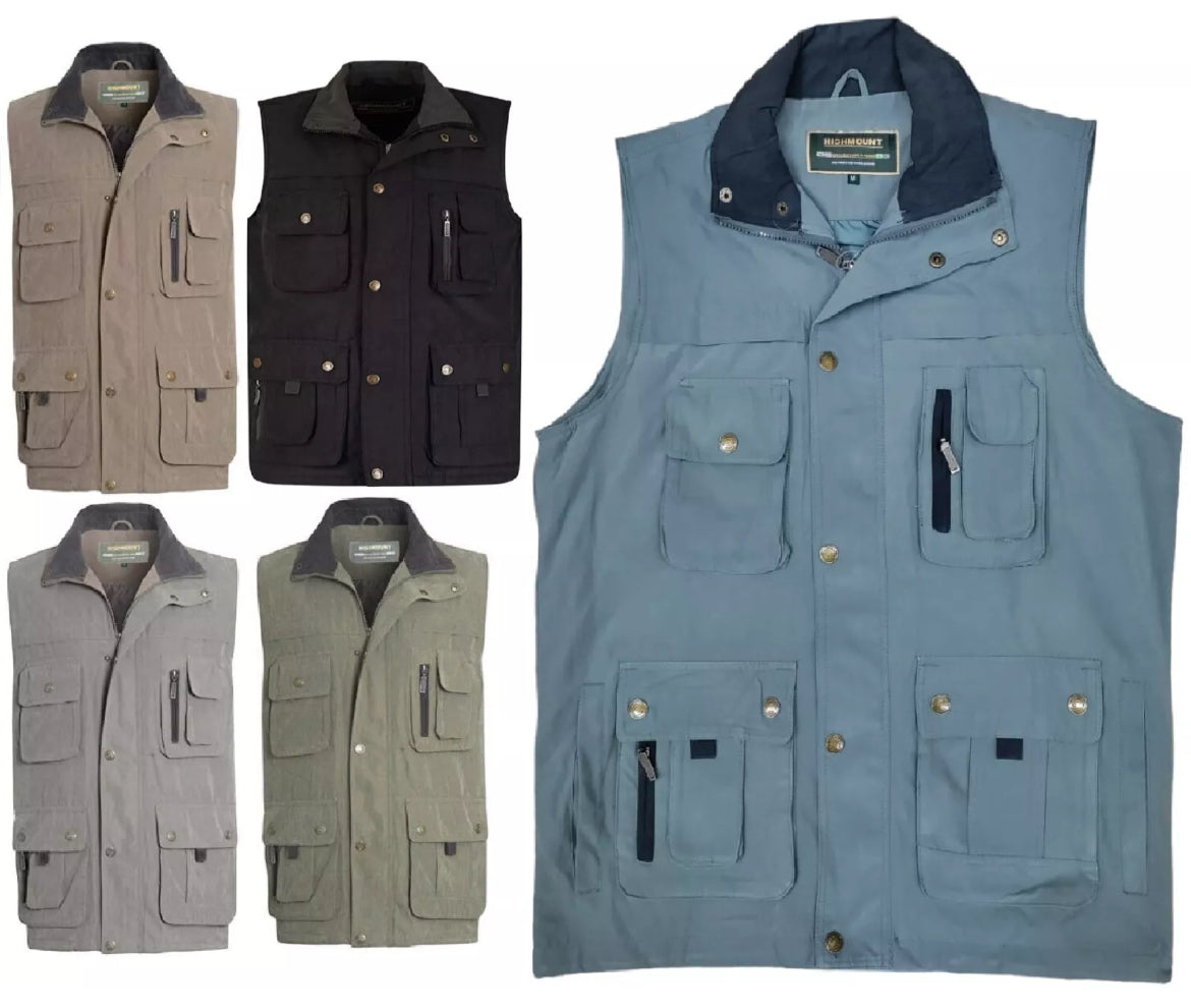 Men’s hunting outdoor highmount moleskin multi pocket bodywarmer vest