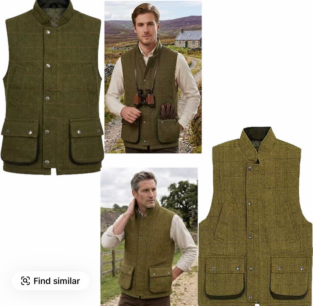 Men’s country tweed padded shooting gilet