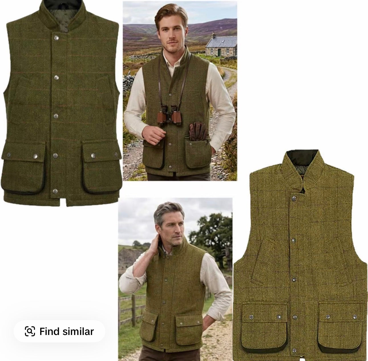 Men’s country tweed padded shooting gilet