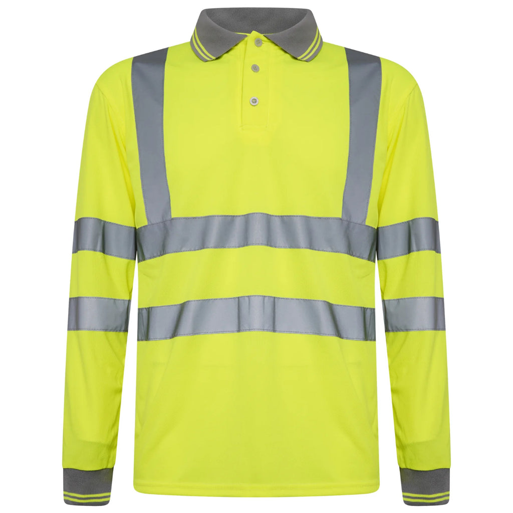 Men’s work hi vis long sleeve polo