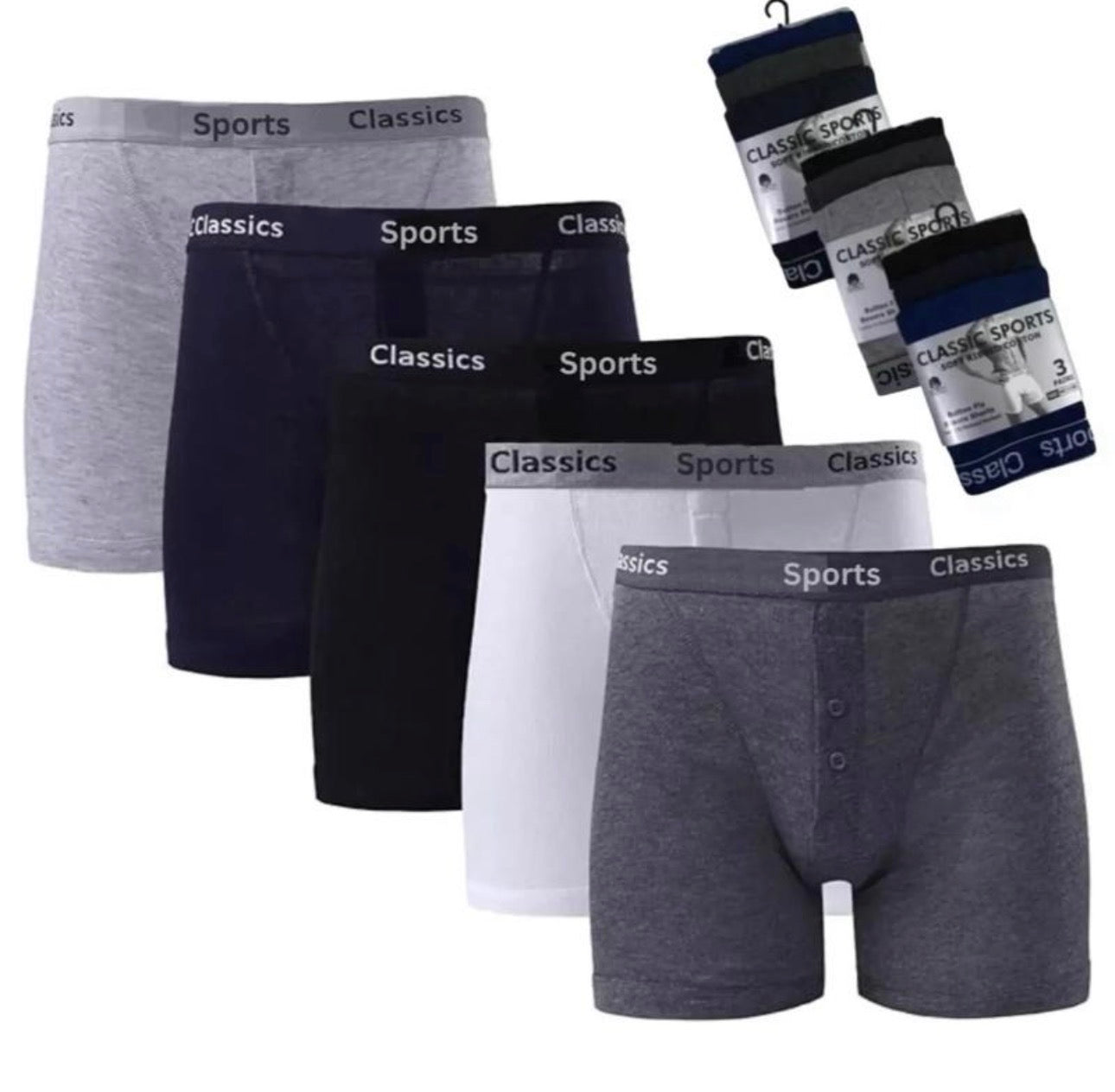 Men’s button boxers cotton 12 pairs