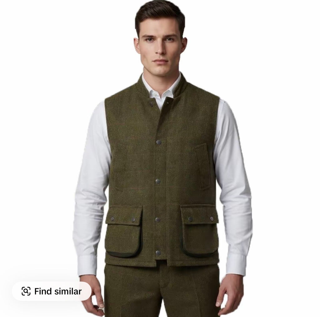 Men’s country tweed padded shooting gilet