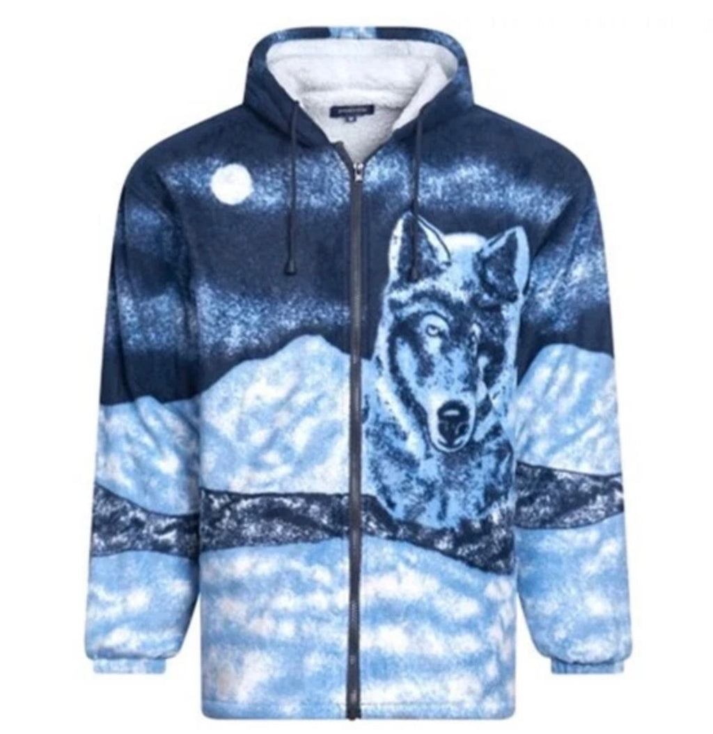 Men’s animal print fleece padded zip hoodie
