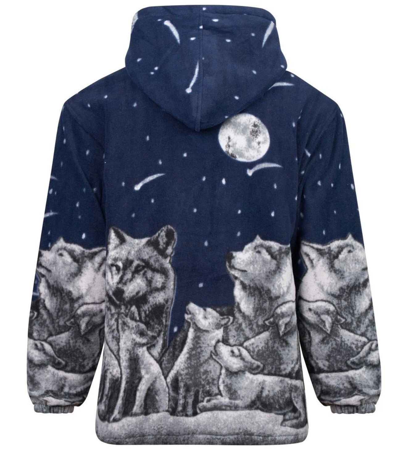 Unisex animal print collar fleece zip jacket fully padded
